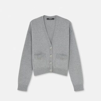 Versace Luxurious Virgin Wool Long Cardigan with Iconic Detailing