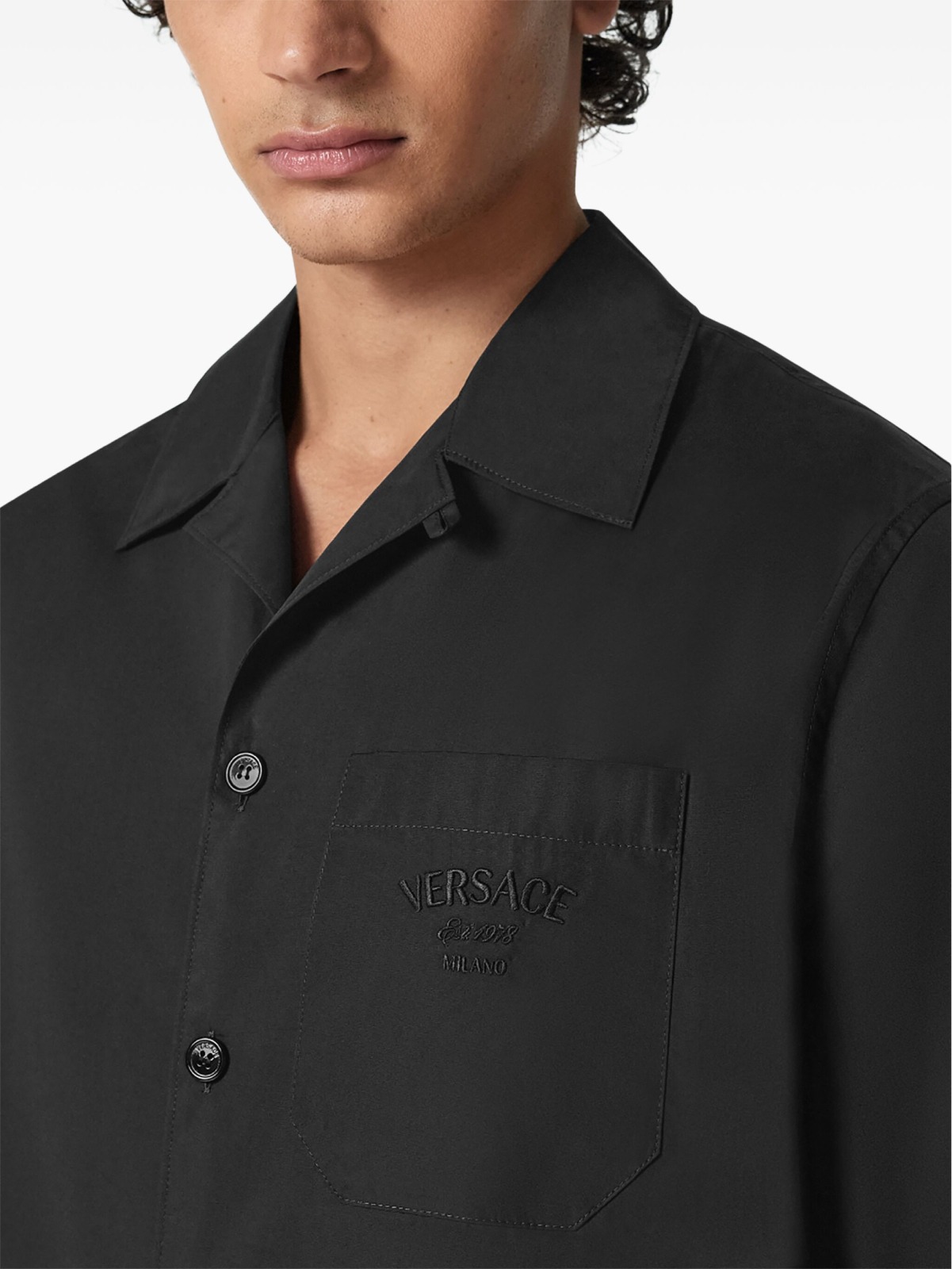 Versace Men's Cotton Shirt with Medusa Back Print - Image 4