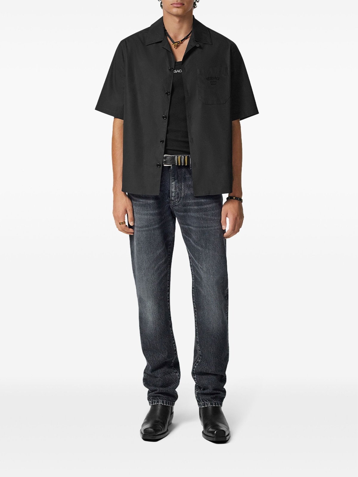 Versace Men's Cotton Shirt with Medusa Back Print - Image 3