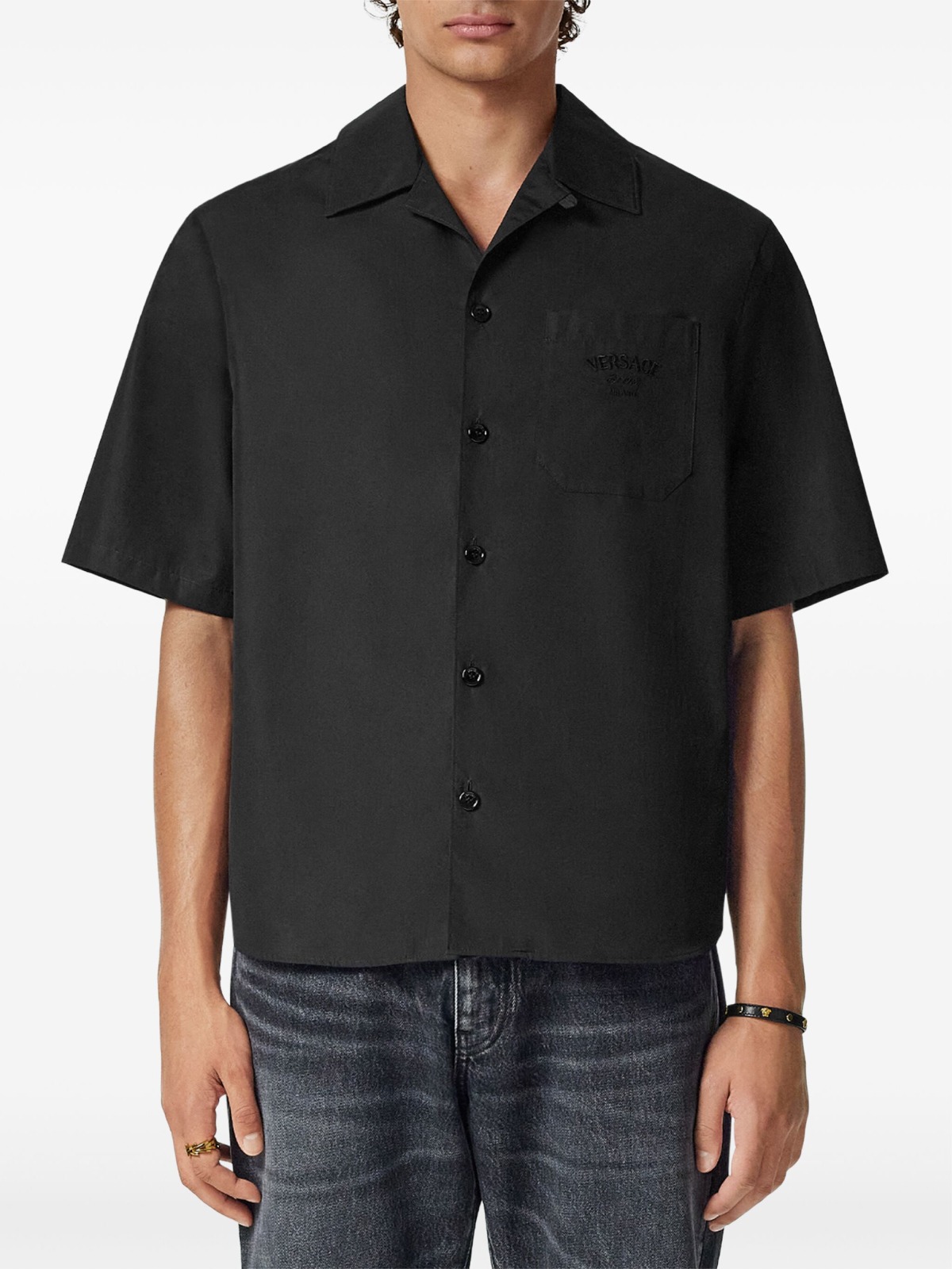 Versace Men's Cotton Shirt with Medusa Back Print - Image 2
