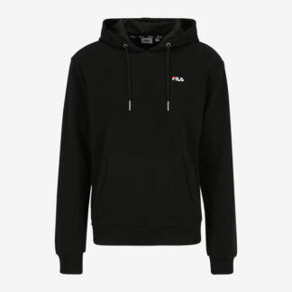 Fila Black Hooded Sweatshirt with Embroidery and Central Pocket