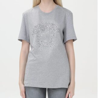 Versace Cotton T-Shirt with Iconic Logo and Jewel Detail