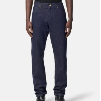Versace Cotton Jeans - Stylish Straight Fit with Iconic Leather Patch