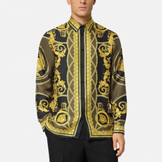 Versace Silk Formal Shirt with Iconic Baroque Print - Men’s Dress Shirt