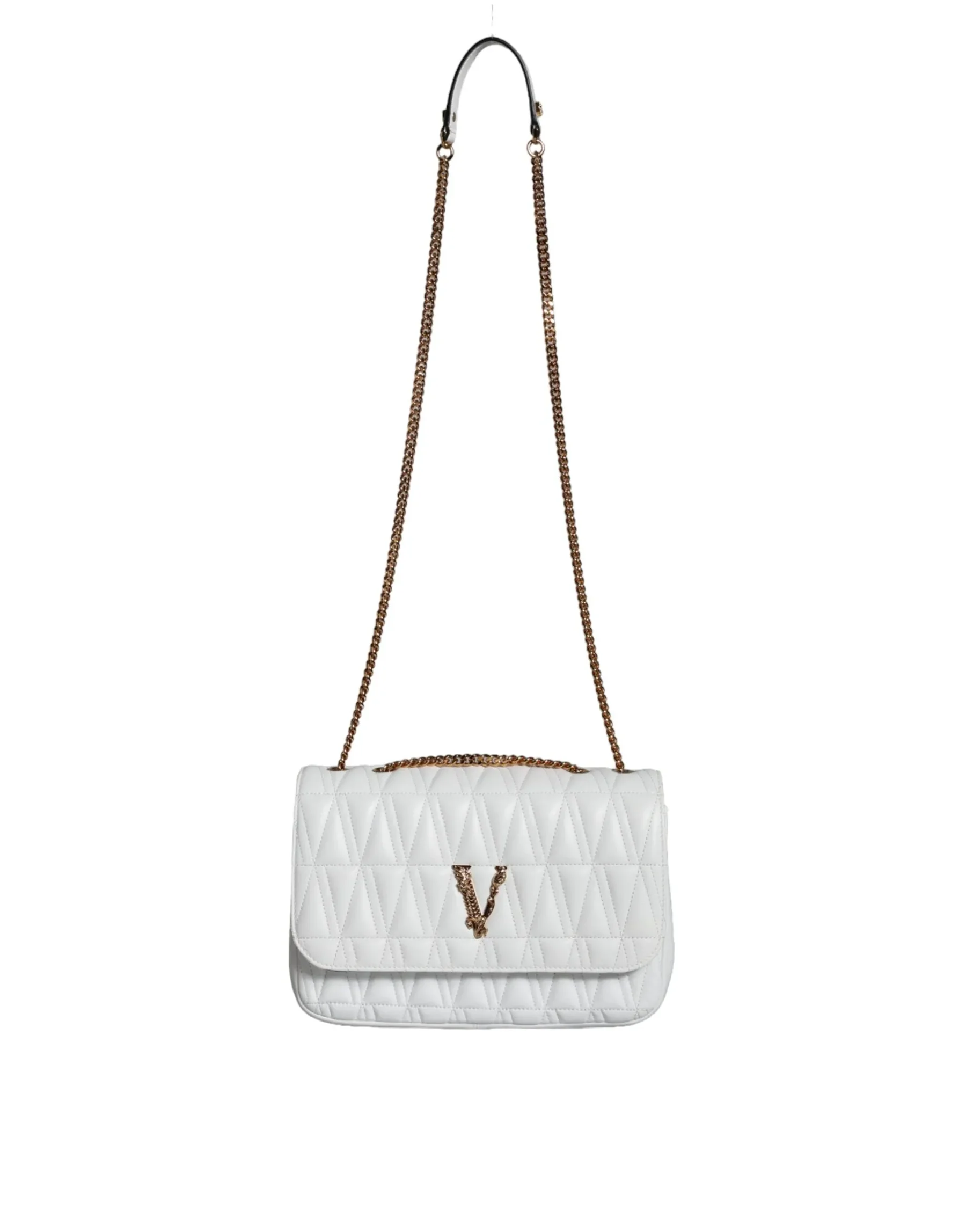Versace White Crossbody Bag with Adjustable Strap and Multicolor Lining - Image 4