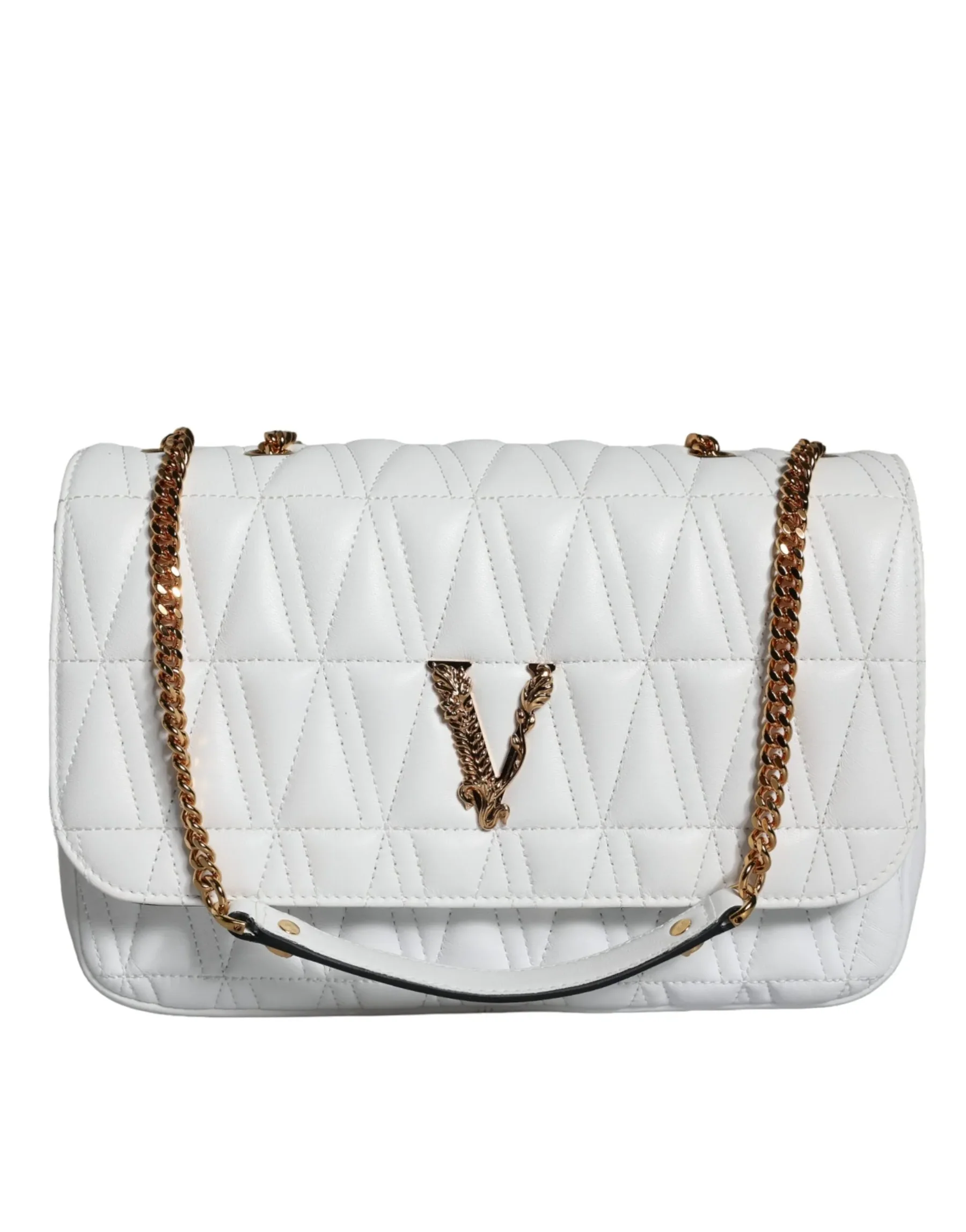 Versace White Crossbody Bag with Adjustable Strap and Multicolor Lining - Image 2