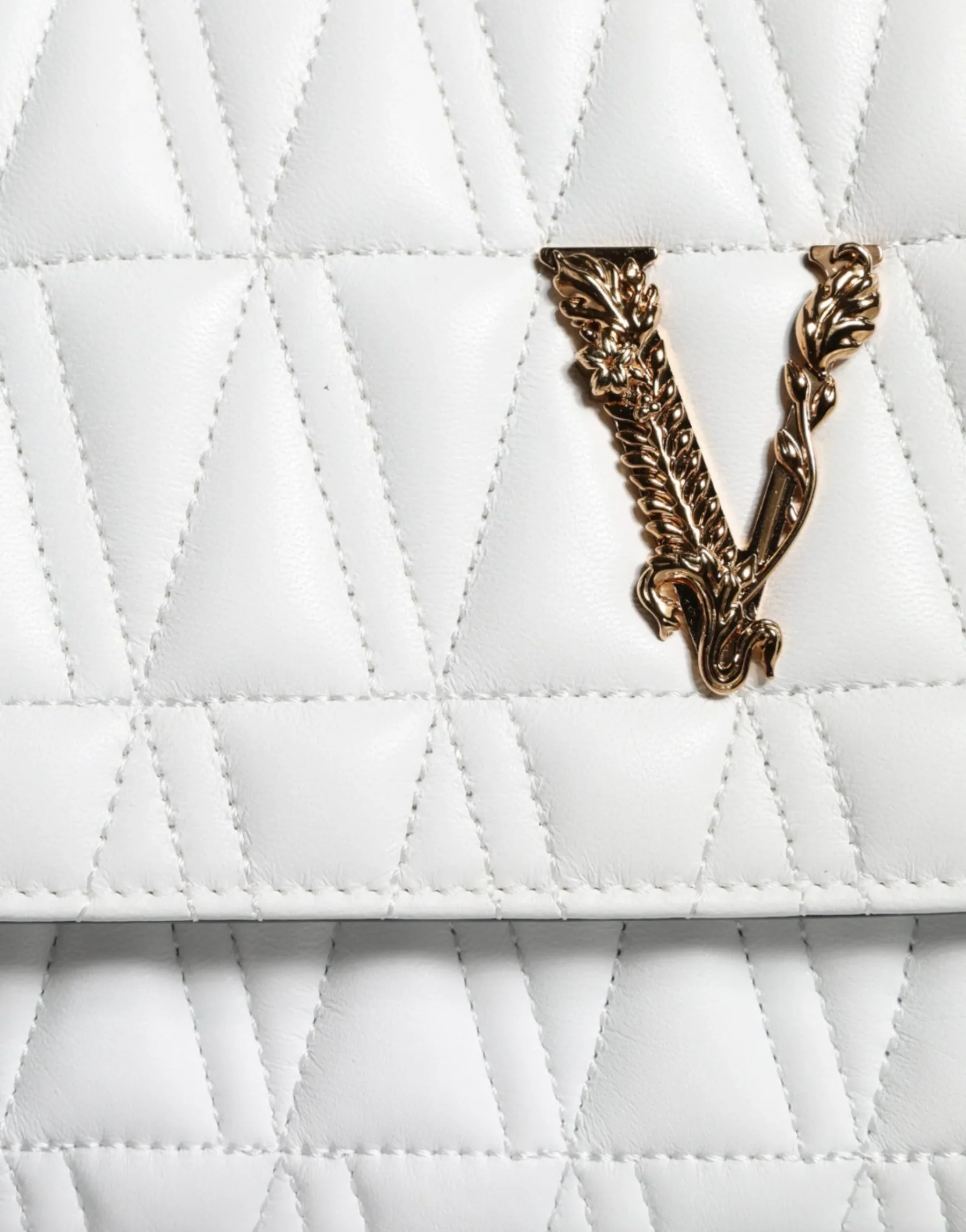 Versace White Crossbody Bag with Adjustable Strap and Multicolor Lining - Image 5