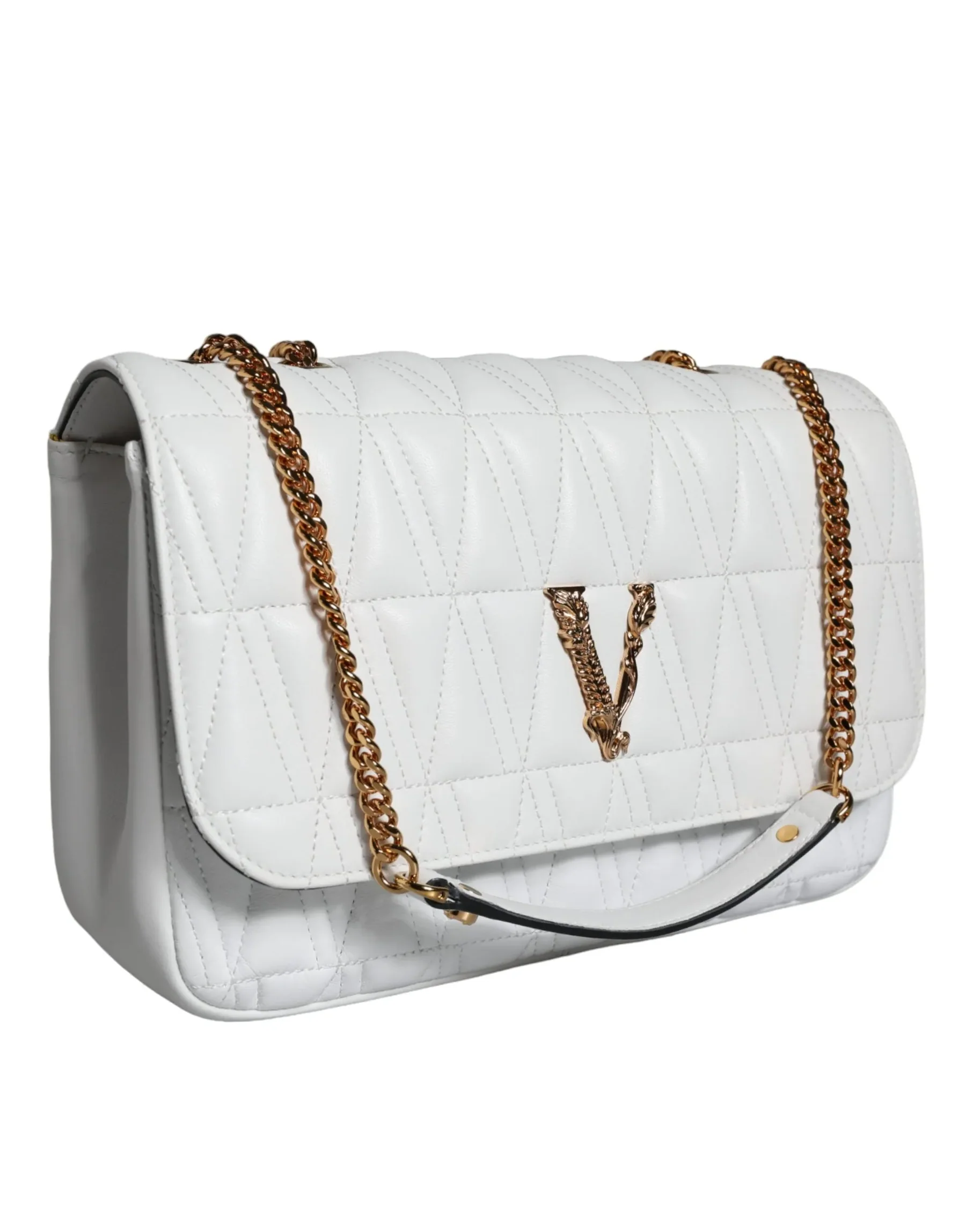 Versace White Crossbody Bag with Adjustable Strap and Multicolor Lining - Image 3