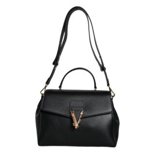 Versace Black Crossbody Bag with Adjustable Strap and Logo Hardware