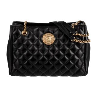 Versace Black Shoulder Bag with Chain Strap and Logo Hardware