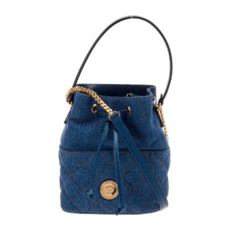 Versace Blue Crossbody Bag with Adjustable Strap and Logo Hardware