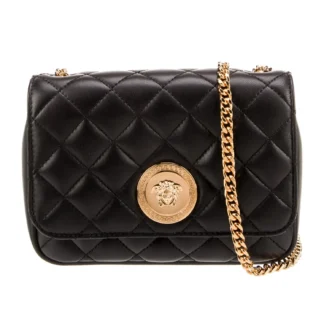 Versace Black Crossbody Bag with Adjustable Strap and Inner Pocket