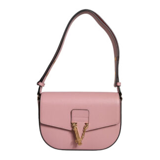 Versace Pink Shoulder Bag with Adjustable Strap and Magnetic Closure