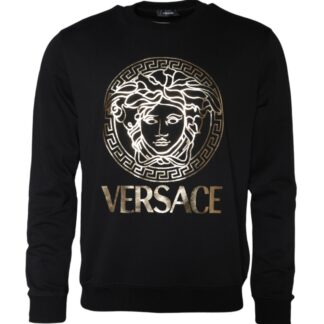 VERSACE Black Cotton Pullover Sweater for Men
