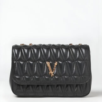 Versace Black Crossbody Bag with Adjustable Strap and Magnetic Fastening