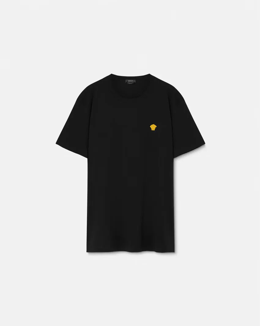 Versace Cotton T-Shirt with Iconic Medusa Logo and Ribbed Crew Neck - Image 5