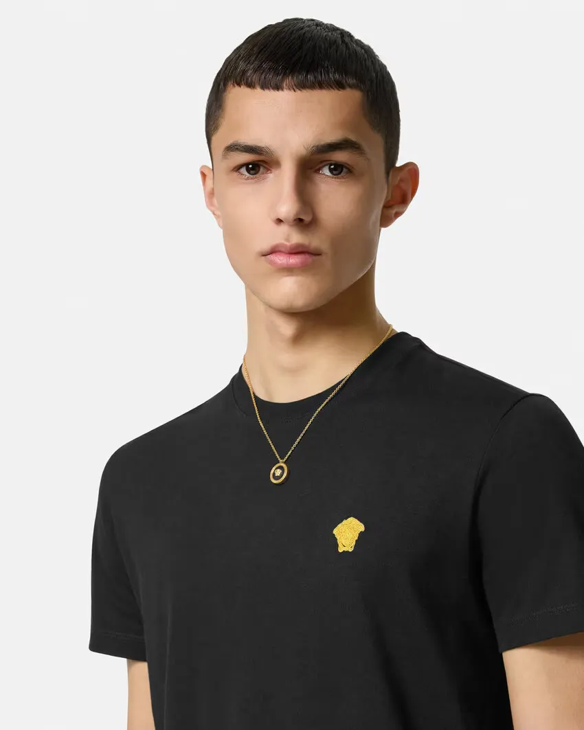Versace Cotton T-Shirt with Iconic Medusa Logo and Ribbed Crew Neck - Image 3