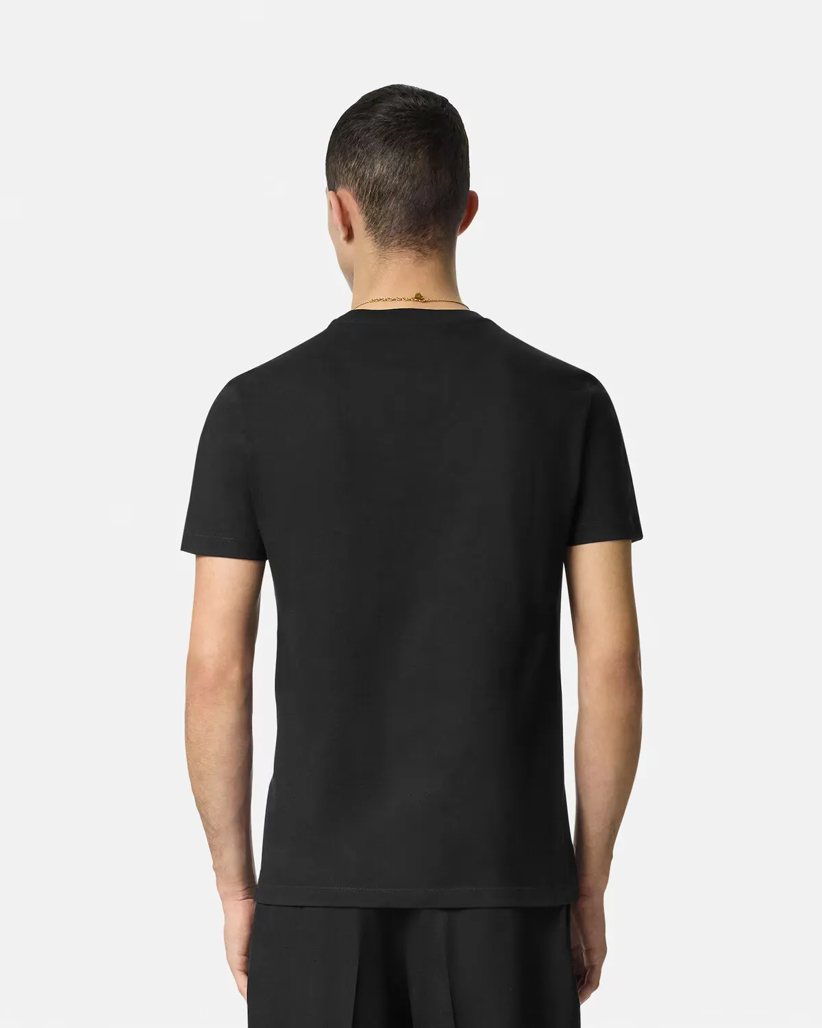 Versace Cotton T-Shirt with Iconic Medusa Logo and Ribbed Crew Neck - Image 4