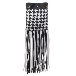 Versace Pied-de-Poule Shoulder Bag with Fringes and Gold Chain Strap