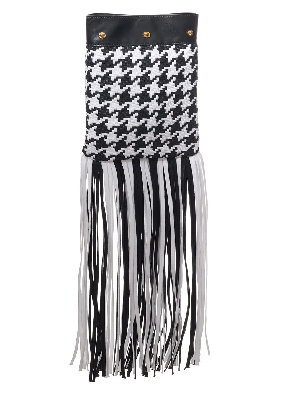 Versace Pied-de-Poule Shoulder Bag with Fringes and Gold Chain Strap - Image 4