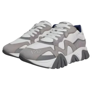 Versace Squalo Gray Leather Mesh Chunky Low-Top Sneakers