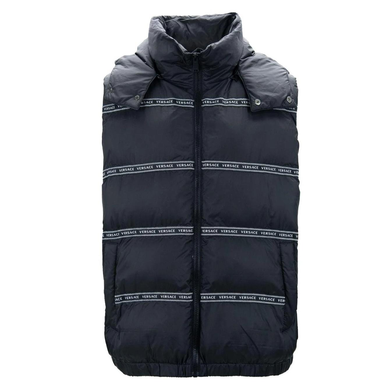 Versace Black Logo Vest with Hood – Stylish and Versatile