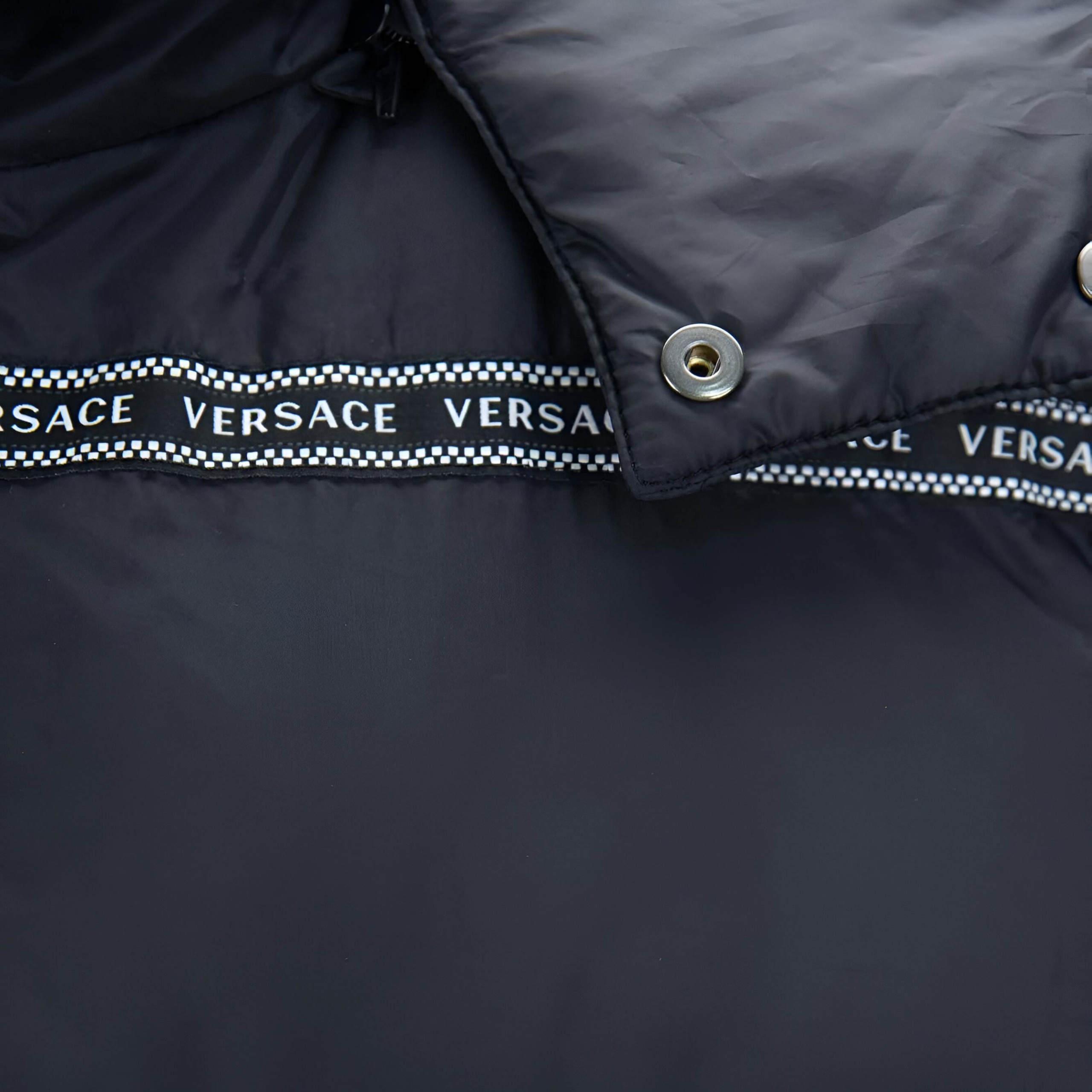 Versace Black Logo Vest with Hood – Stylish and Versatile - Image 4