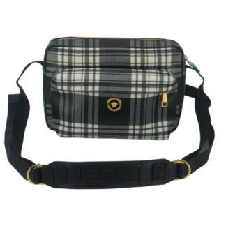 Versace Grey Leather & Fabric Crossbody Bag