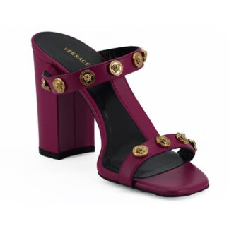Versace Purple Calf Leather High Heel Sandals