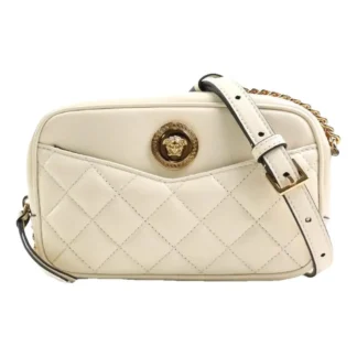 Versace Medium Camera Bag in White Lamb Leather – Luxury Crossbody Elegance