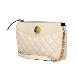 Versace Lamb Leather Crossbody Bag with Medusa Logo – White