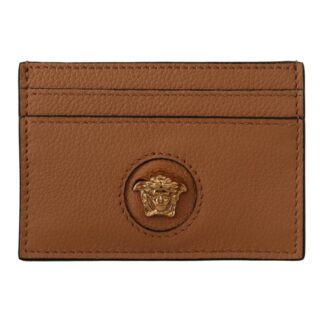 Versace Medusa Head Brown Calf Leather Card Holder Wallet