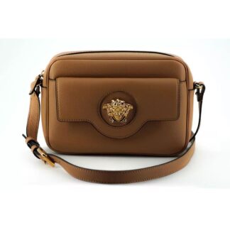 Versace Brown Calf Leather Camera Case Shoulder Bag – Elegant & Versatile