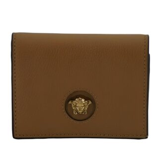 Versace Brown Calf Leather Compact Wallet with Medusa Logo