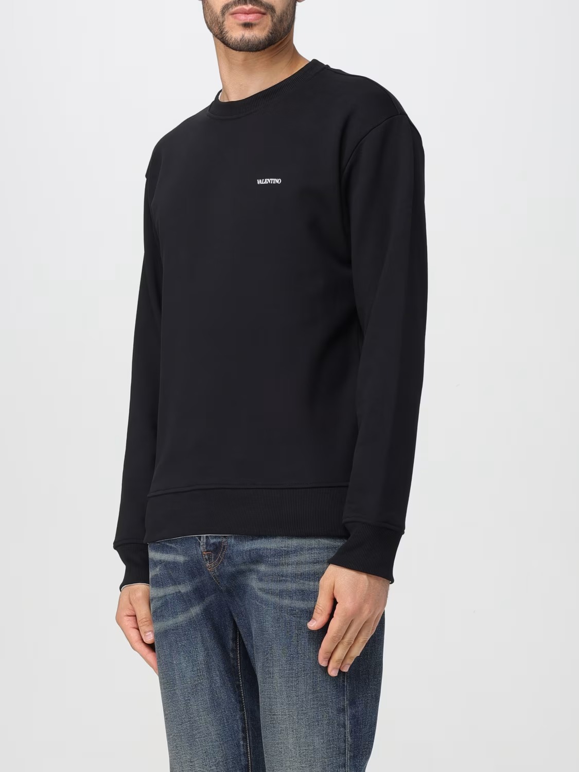 Valentino Cotton Crewneck Sweatshirt with Chest Print - Image 3