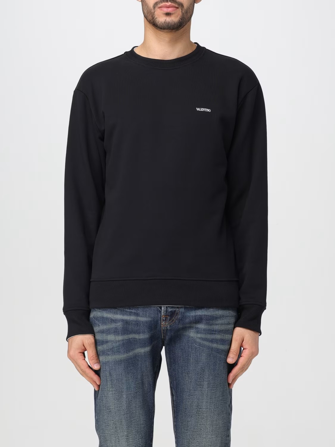 Valentino Cotton Crewneck Sweatshirt with Chest Print - Image 2