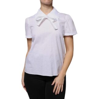 RED VALENTINO White Cotton Blouse with Short Sleeves