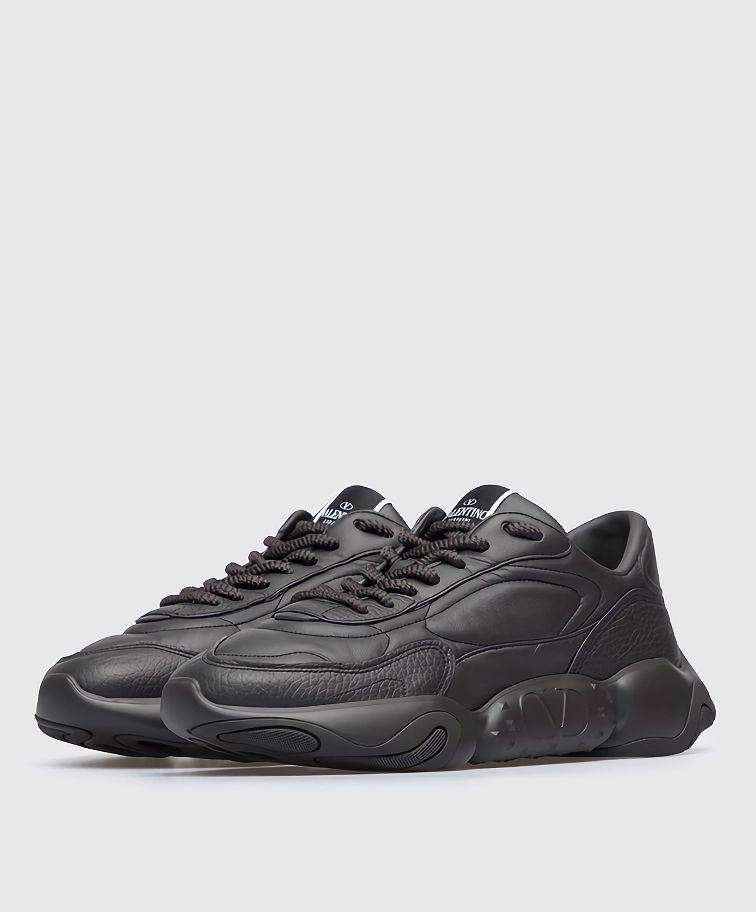 Valentino Black Leather Low-Top Sneakers - Image 2