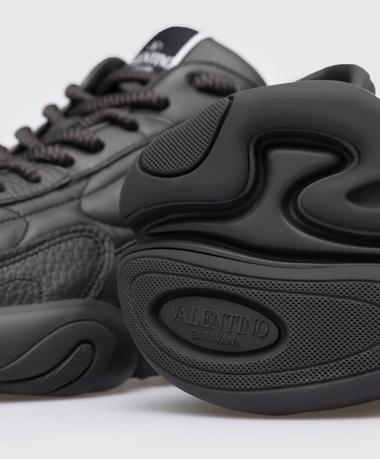 Valentino Black Leather Low-Top Sneakers - Image 6