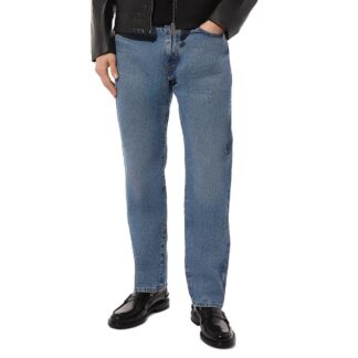 Valentino Men's Cotton Jeans with Leather Patch and Regular Fit