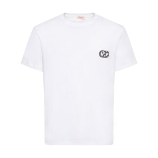 Valentino Monochrome Cotton T-Shirt with VLogo