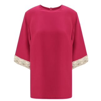 Valentino Jewel Embellished Flared Sleeve Top – Elegant Luxury