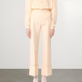 Valentino Virgin Wool High-Waisted Cropped Pants with Turn-Up Hems