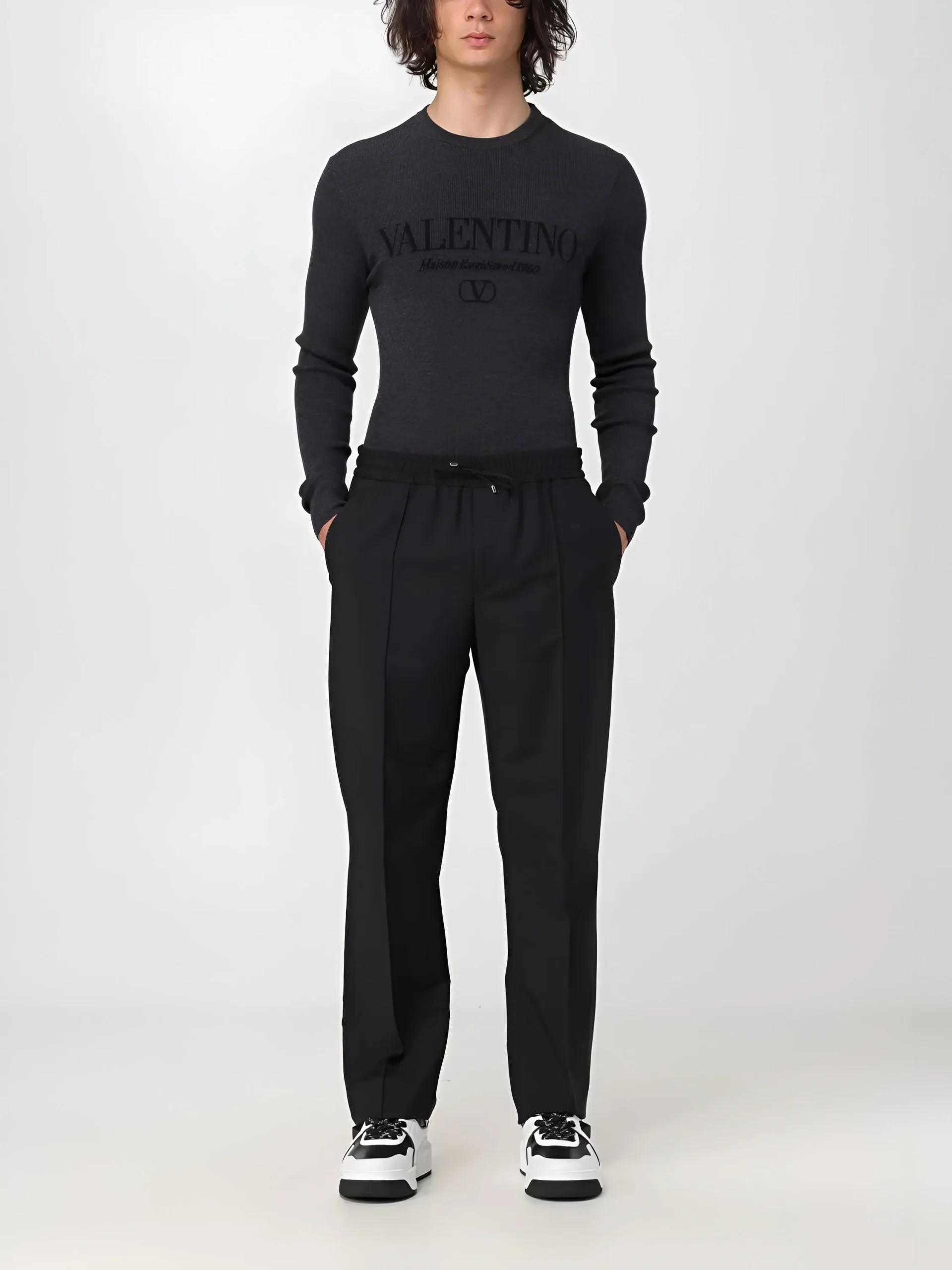Valentino Virgin Wool Sweater with Monogram and Ribbed Crew Neck - Image 6