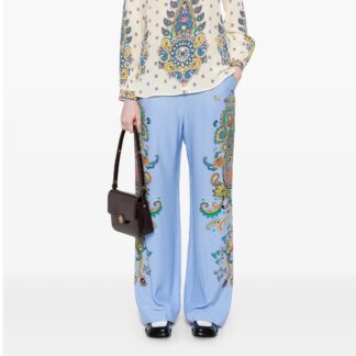 Etro High-Waisted Silk Floral Pants