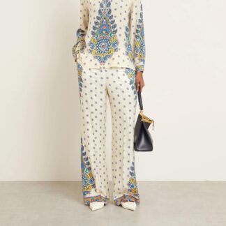 Etro Silk Paisley Print High-Waisted Pants