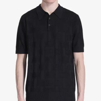 Dolce&Gabbana Silk Polo Shirt with Jacquard Logo Pattern