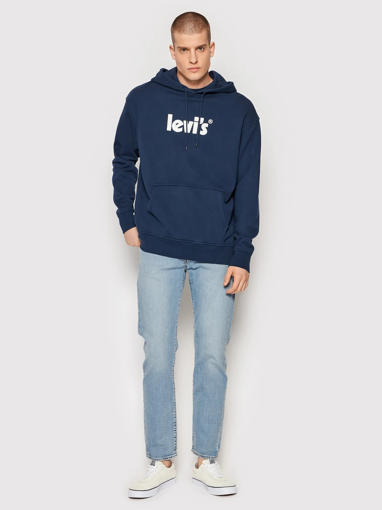 Levi’s Men's Plain Blue Hooded Sweatshirt for Spring/Summer - Image 3