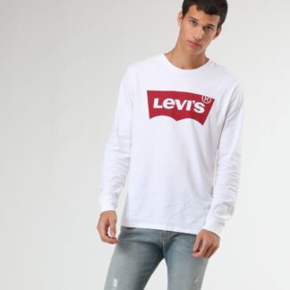 Levi's Men's White Long Sleeve Printed T-Shirt