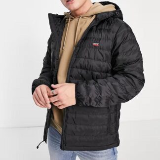 Levi’s Black Long-Sleeved Jacket with Hood & Embroidered Logo